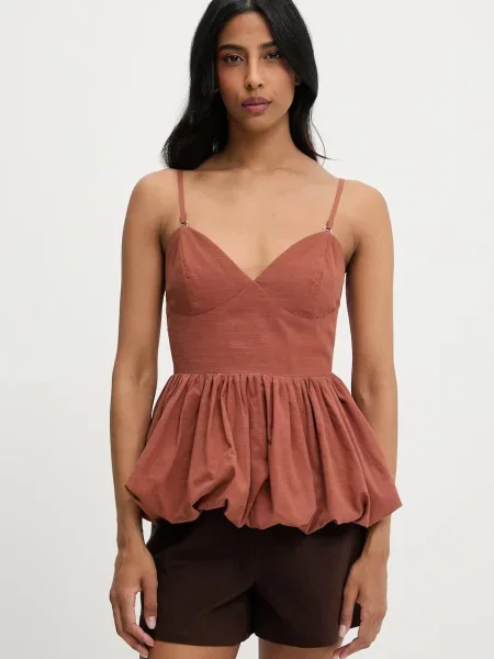 Блуза Answear Lab дамска с изчистен дизайн кафяво