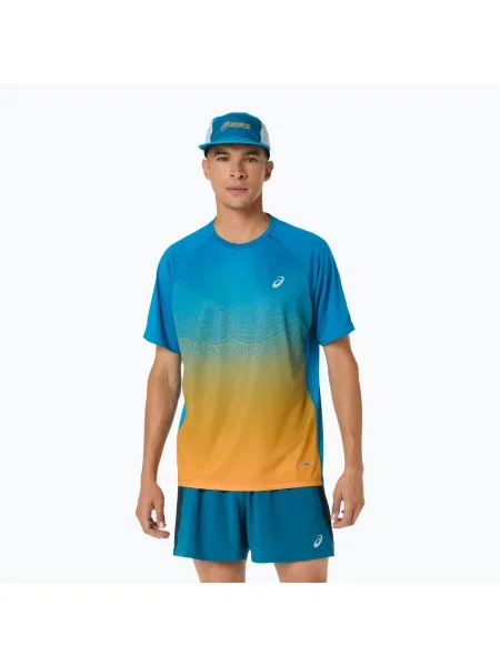 Tricou de alergare pentru bărbați ASICS Road Fade SS Aegean Blue/Yamabuki albastru