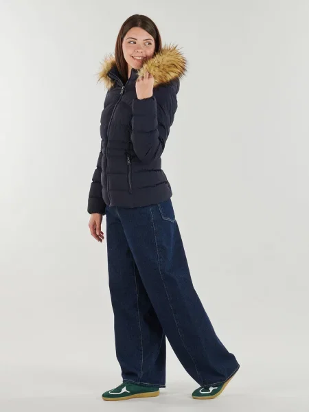 Blană artificială geacă Superdry cu glugă albastru