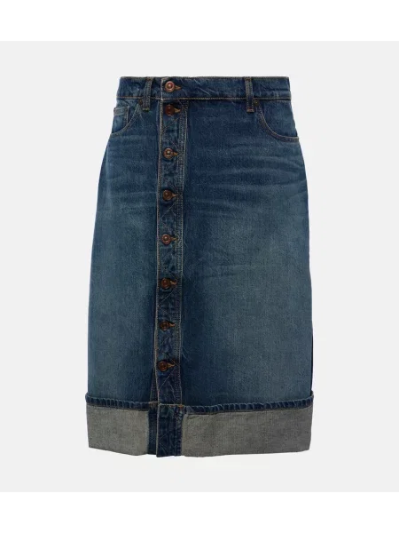Spódnica jeansowa Victoria Beckham do kolan niebieska