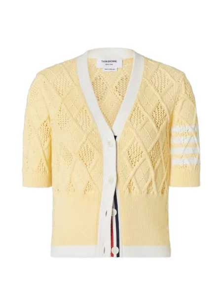 Cardigan Thom Browne cu model argyle galben