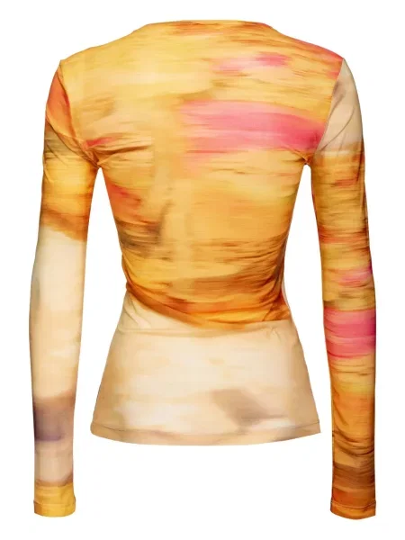 Top Pinko cu imagine cu imprimeu abstract galben