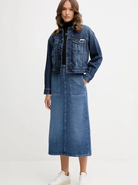 Calvin Klein Jeans kurtka jeansowa przejściowa niebieski