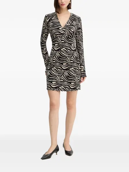 Lung rochie mini Morgan cu imagine cu model zebră negru