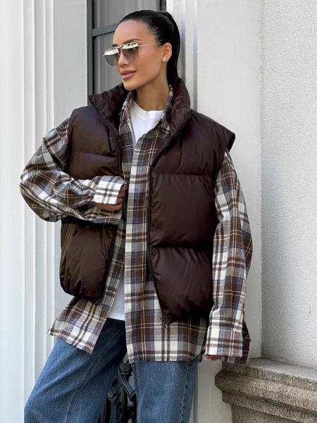 Жилет з утеплювачем Jadone Fashion Zhylet_Hat_choko коричневий