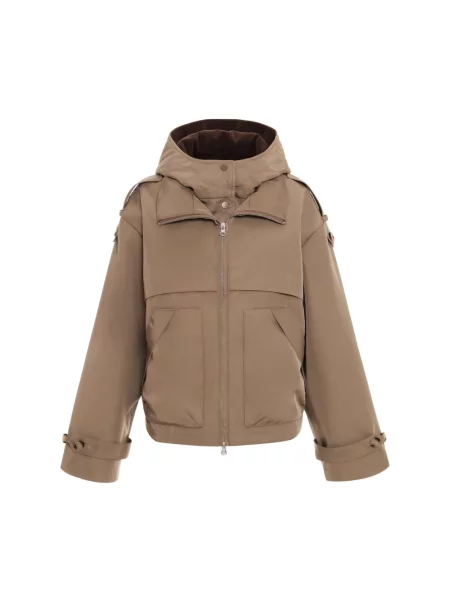 Krótka parka Urbancode z kapturem brązowa