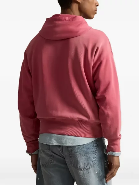 Καρό πλεκτός σκούφος Polo Ralph Lauren με κουκούλα ροζ