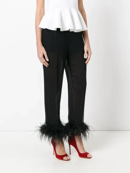 Pantaloni Prada cu pene transparente negru