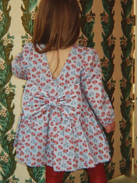 Konges Sløjd haljina od pamuka AVI LS BOW DRESS GOTS plava
