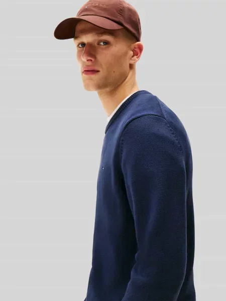 Sweter z dzianiny o kroju regular fit z czystej bawełny Tommy Jeans granatowy