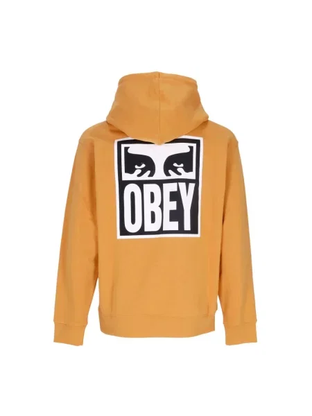 Bluza z kapturem Obey z kapturem frotte brązowa