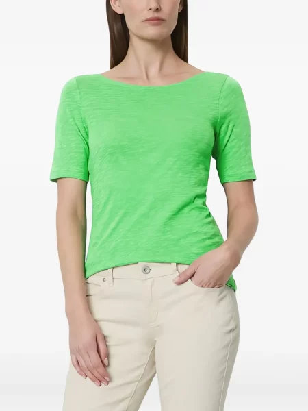 Scurt tricou polo Marc O'polo cu decolteu în U verde