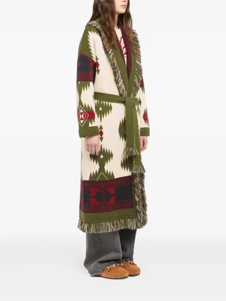 Palton Alanui cu franjuri din jacard alb