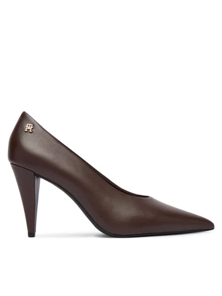 Pantofi cu toc Tommy Hilfiger din piele maro