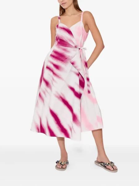 Костюм миди рокля Rosie Assoulin с tie-dye ефект до коляното розово