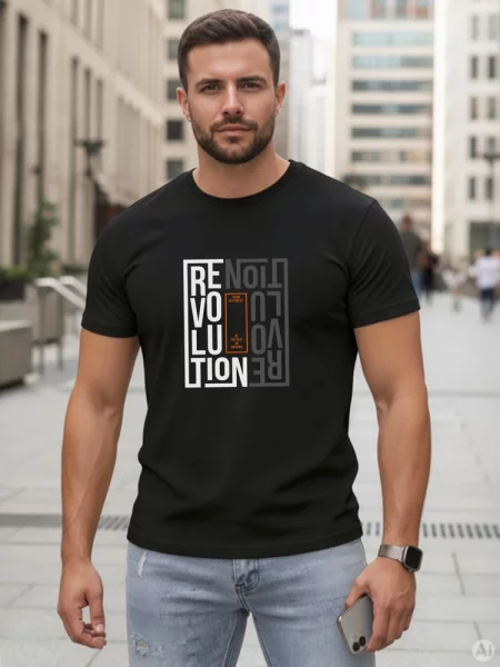 T-shirt z nadrukiem revolution Dstreet czarny