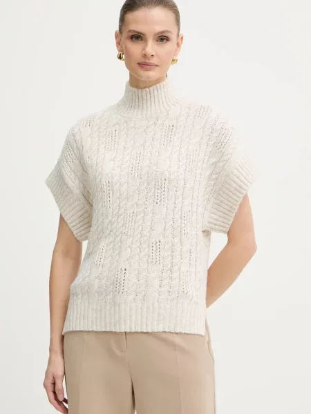 Morgan sweter ciepły z golfem MPIKI beżowy