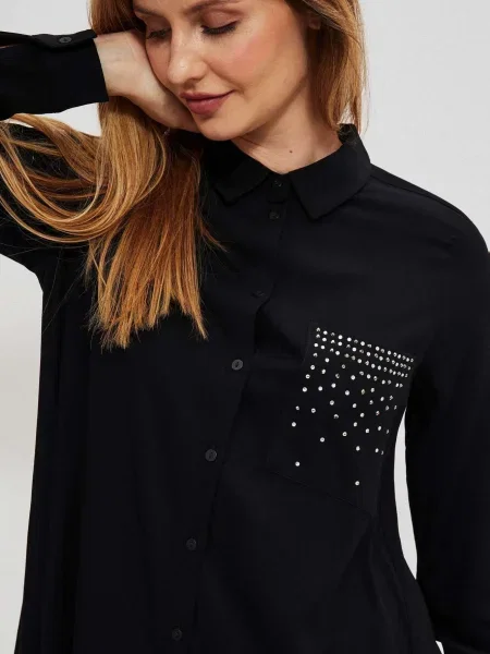 Cămașă Moodo cu strasuri negru