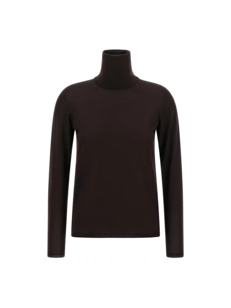 Sweter z golfem Max Mara wełniany do golfa brązowy