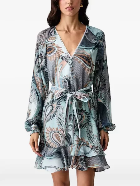 Rochie mini Guess cu imagine cu model paisley albastru