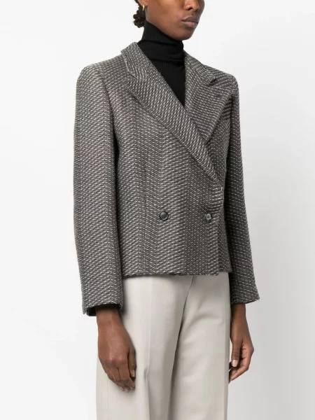 Dvouřadá bouclé bunda Giorgio Armani Pre-owned hnědá