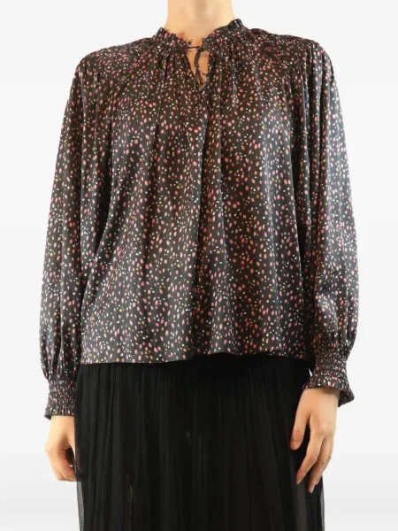 Bluză Ulla Johnson din satin cu imagine negru