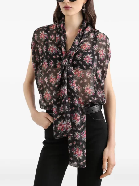 Φλοράλ τοπ Dolce & Gabbana με φιόγκο μαύρο