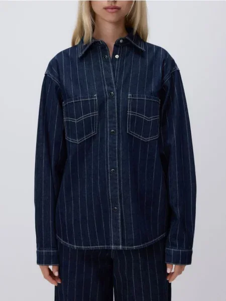 Reserved Джинсова сорочка темно-синій синя