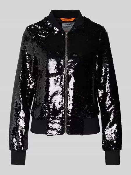 Bomberka z cekinami i zamkiem błyskawicznym Original Bombers czarny