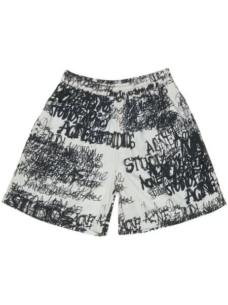 Pantaloni scurți Acne Studios cu imagine cu imprimeu abstract gri