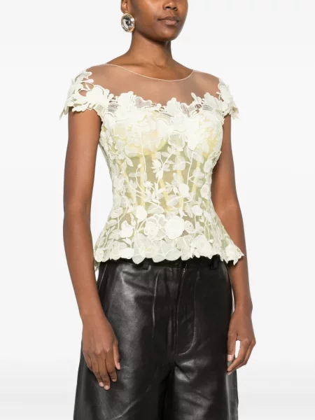 Bluzka Gemy Maalouf w kwiatki koronkowa żółta