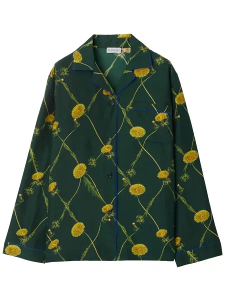Cămașă Burberry de mătase cu imagine verde
