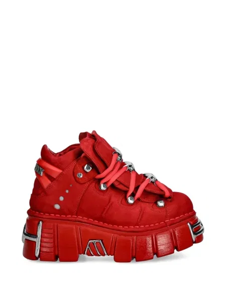 Sneakerși New Rock cu șireturi din dantelă roșu