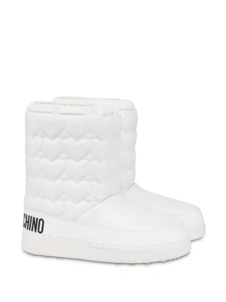 Botki Love Moschino w serca pikowane białe