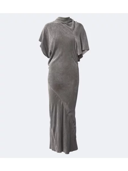 Rochie midi Rick Owens de catifea drapată gri