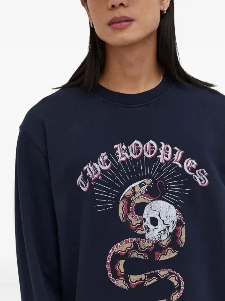 Hanorac The Kooples cu model piele de șarpe albastru