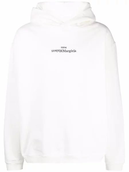 Hanorac cu glugă Maison Margiela cu broderie alb