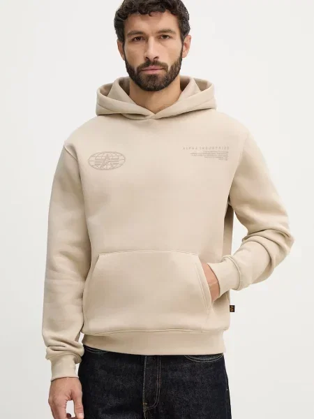 Hanorac cu glugă Alpha Industries bej