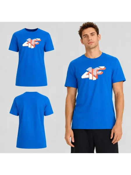 T-SHIRT 4F KOSZULKA Z NADRUKIEM niebieska