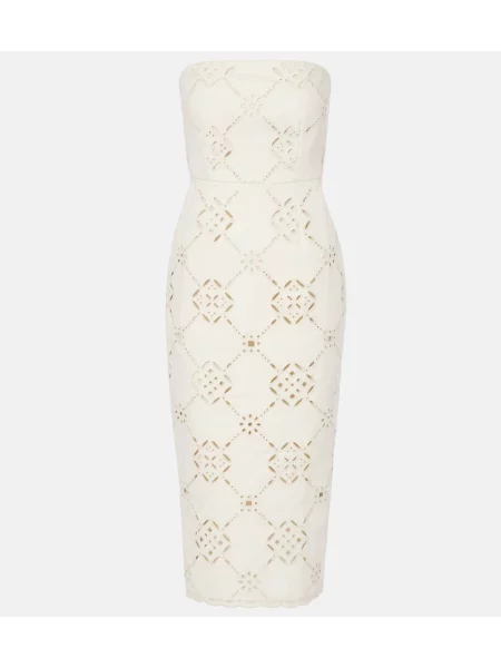 Rochie midi Veronica Beard cu broderie până la genunchi de costum alb