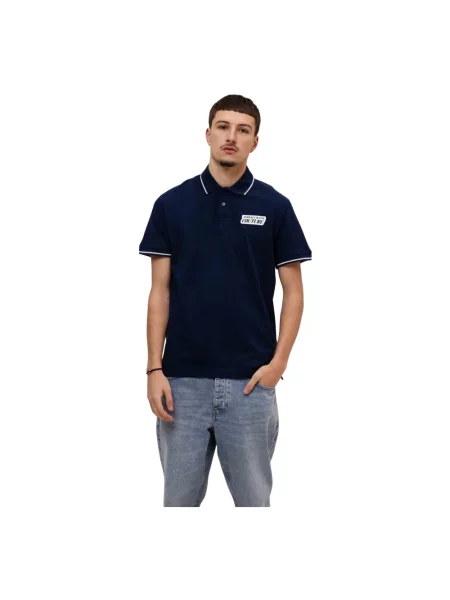 Koszulka polo Versace Jeans Couture z nadrukiem niebieska