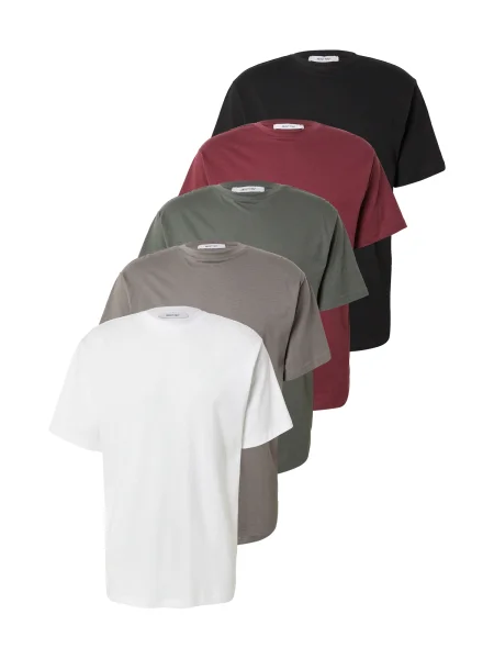 ABOUT YOU Tricou Joe gri închis / verde jad / rubiniu / negru alb