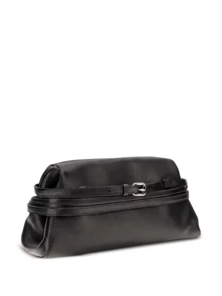 Δερμάτινος clutch Moschino με αγκράφα μαύρο