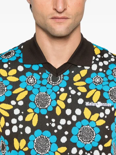 Polo Adidas cu model floral albastru