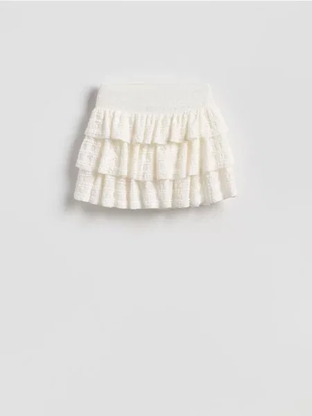 Reserved Fustă mini cu volane alb
