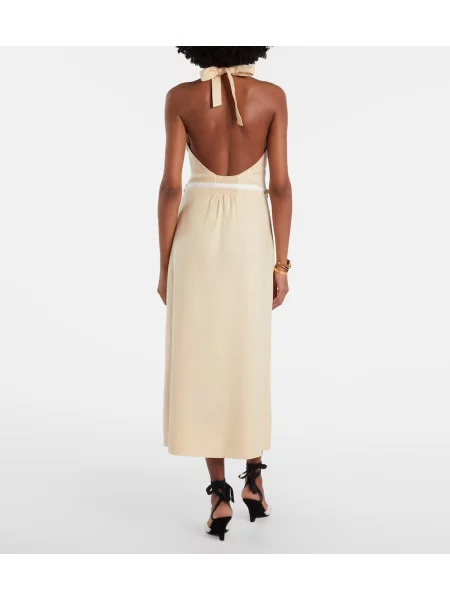 Rochie midi Posse de in cu gât halter bej
