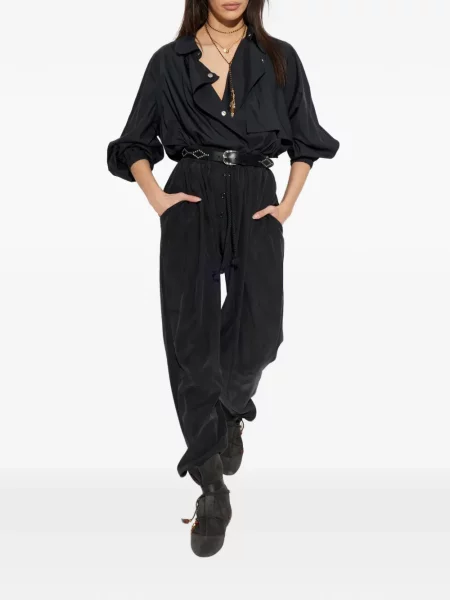 Șnur de strângere pantaloni Isabel Marant plisate negru