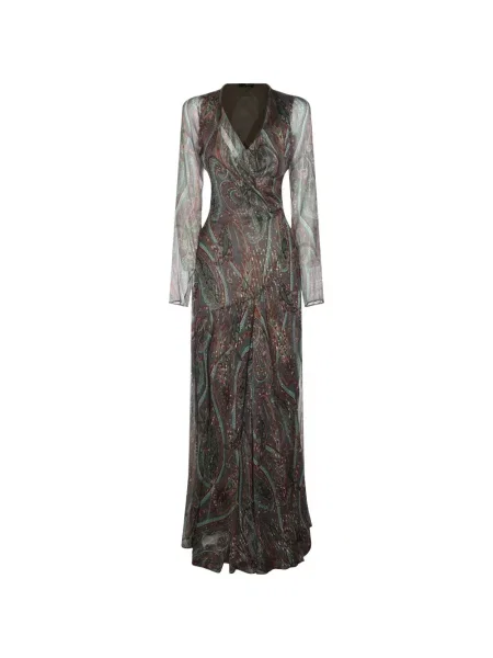 Rochie maxi Etro cu model paisley gri