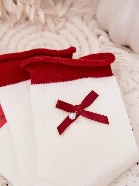 Чорапи Aura.via с панделка бяло