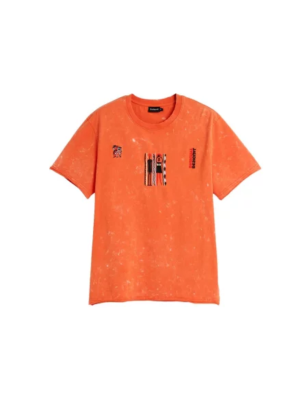 Desigual Tricou portocaliu / roșu / negru alb